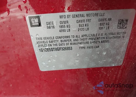 2016 Chevrolet Malibu 1Lt from USA, damaged, VIN 1G1ZE5ST8GF326853